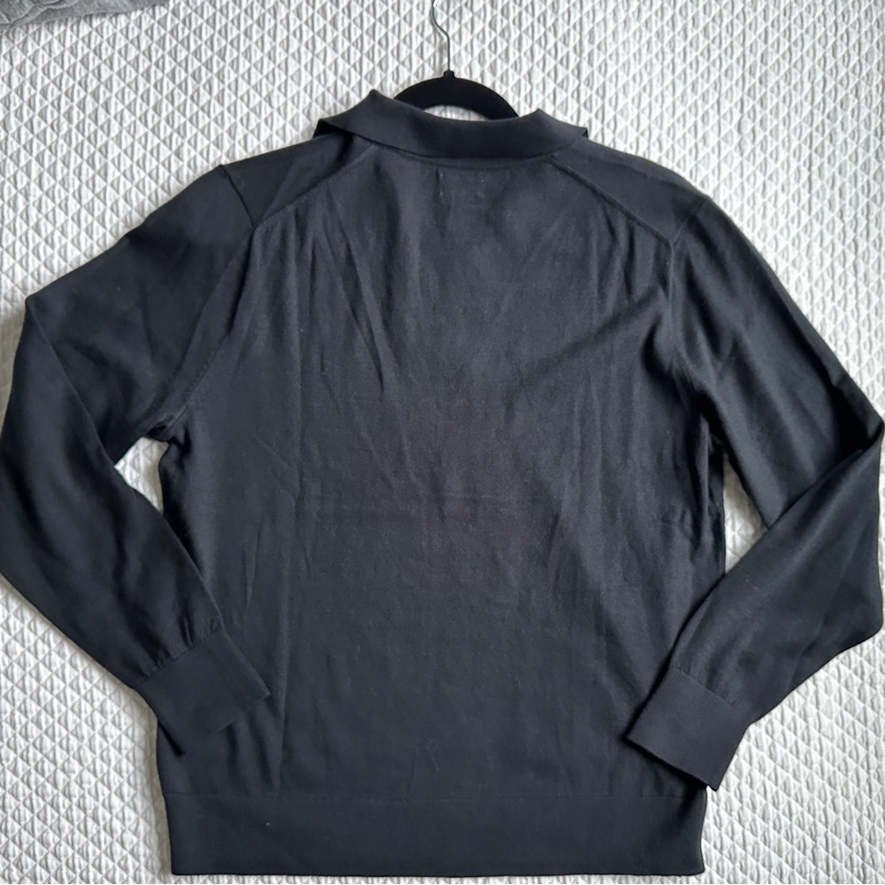 NWT J. Crew cotton black v-neck collared sweater tee size Medium - Picture 6 of 9